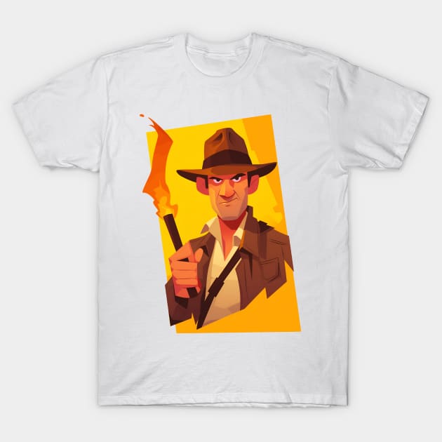 Daring Explorer with a Torch - Indy T-Shirt by Fenay-Designs